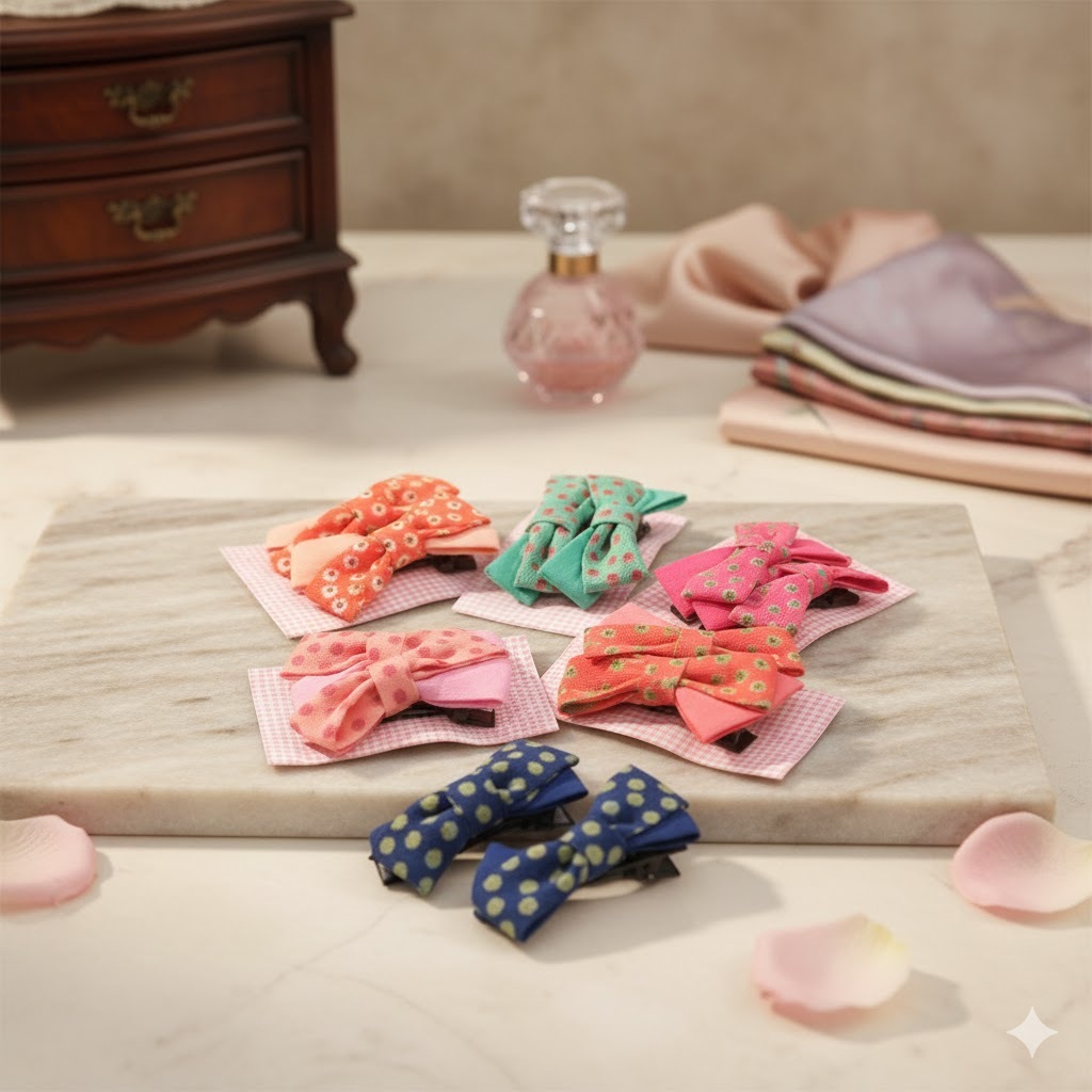 jepit rambut kain kombinasi bunga motif psgn