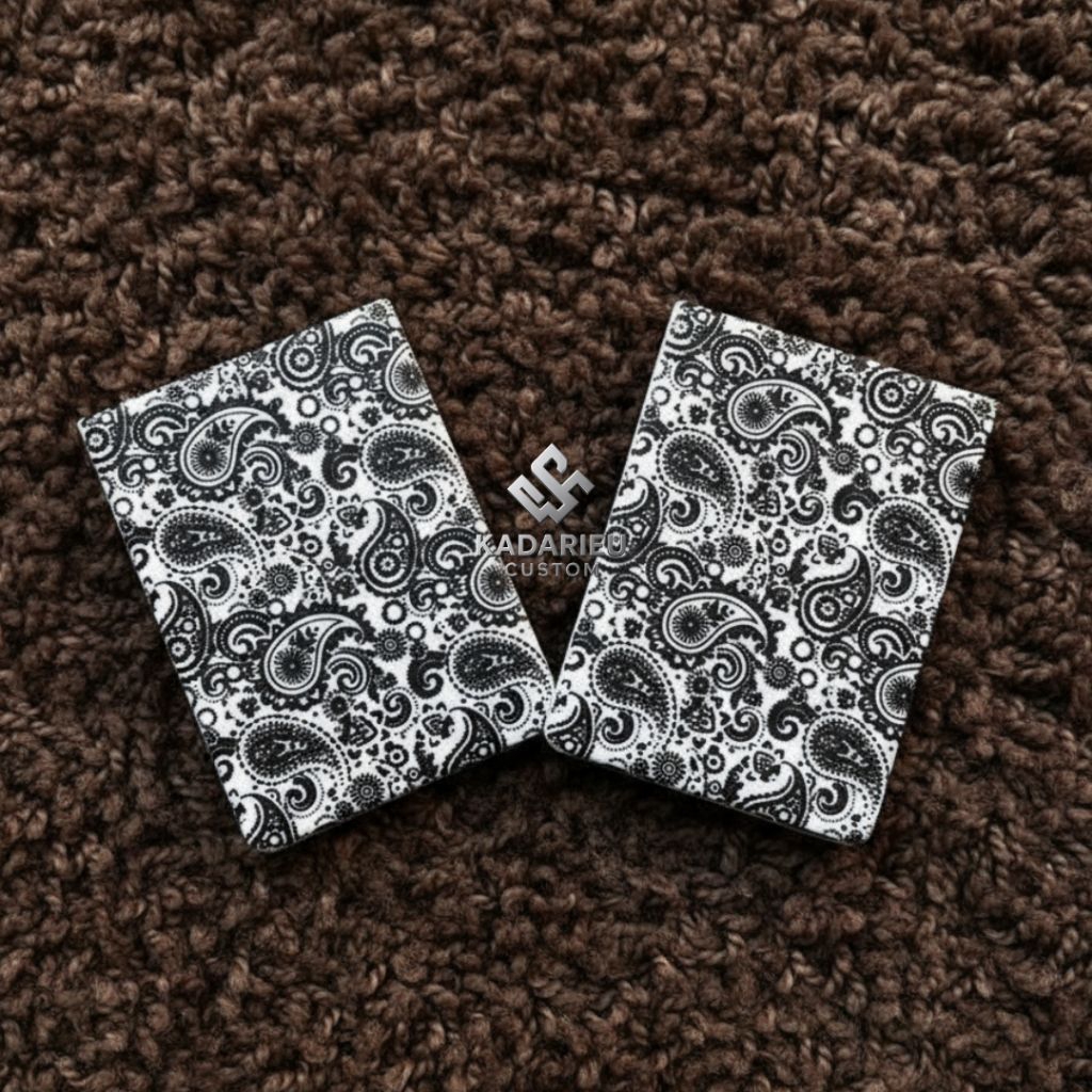 Akrilik Panel Paisley Black White Orion II Full Laser Magnet Kulkas Tutup Baterai