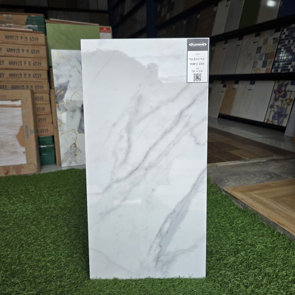 Keramik Dinding Putih Carara Platinum Cuting 30x60 TORONTO GREY