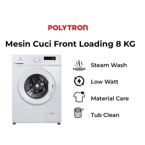 POLYTRON PFL 8051 Mesin Cuci Front Loading Wonderwash 8 KG - PFL 8051