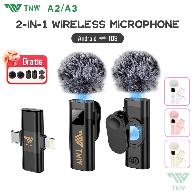 TNW A2/A3 2 In 1 Wireless Microphone Magnetic Lavalier Mikrofon HP Clip On Mic Portable Mikrofon Vid