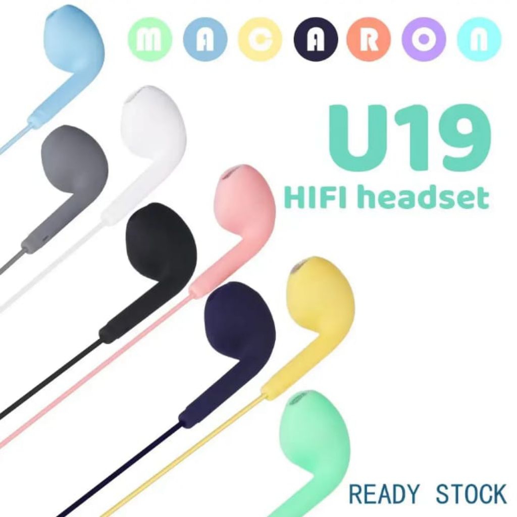 GROSIR-HEADSET MACARON MATTE U-19/EARPHONE MEGA BASS BRAND GOOD QUALITY EXTRA BASS
