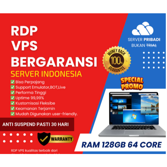 RDP VPS 128 GB 64 CORE RAM Murah Bulanan
