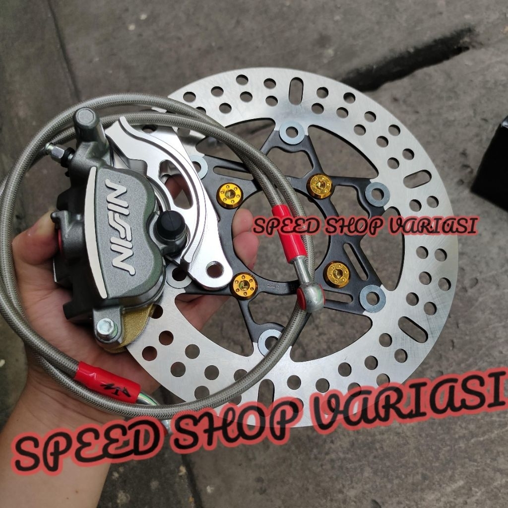 PIRINGAN DISC 220MM Paket Piringan Disc 220mm Kaliper 2 Piston Selang Rem 90cm Baut Disc Breket 220m