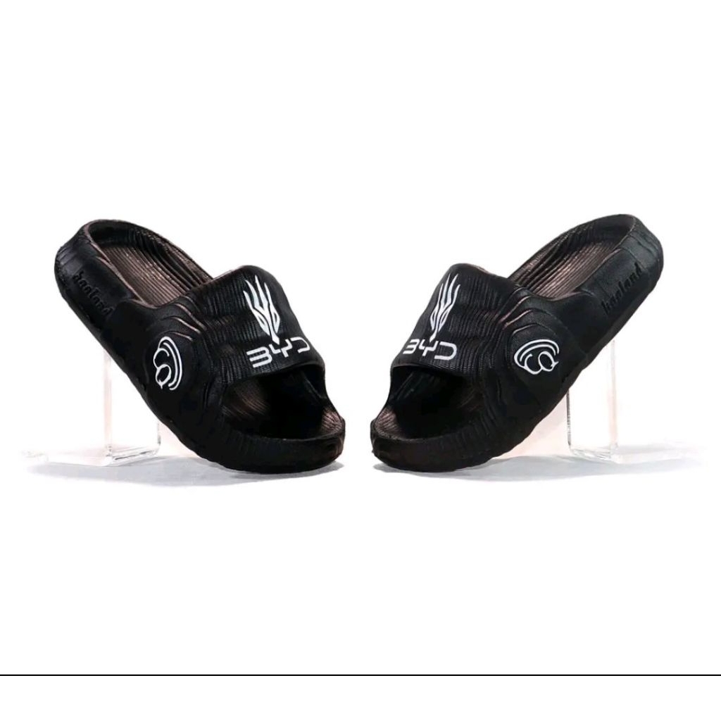 Sandal Selop hitam Motif B Y D - sandal cowok anak dewasa terbaru - sandal cowok casual - sandal sel