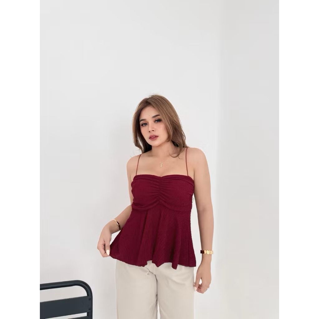 Atasan Lydia Tank Top Wanita Spageti (Include Cup Bra)