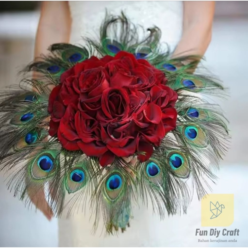 Helai Bulu 25-30cm - Bulu merak sintetis - Bulu Ayam - Bulu Topi 5 Helai