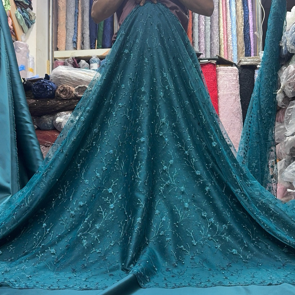 PROMO MURAH Kain tille akar mutiara / bahan brokat akar mutiara (Tile padi)