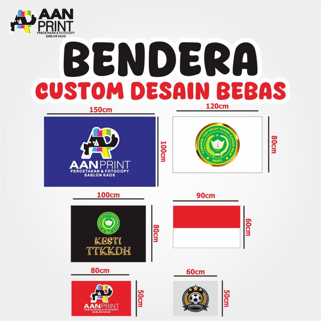 BENDERA CUSTOM BEBAS DESAIN | BHN SATIN TC | BENDERA LOGO TTKKDH | BENDERA KATA KATA
