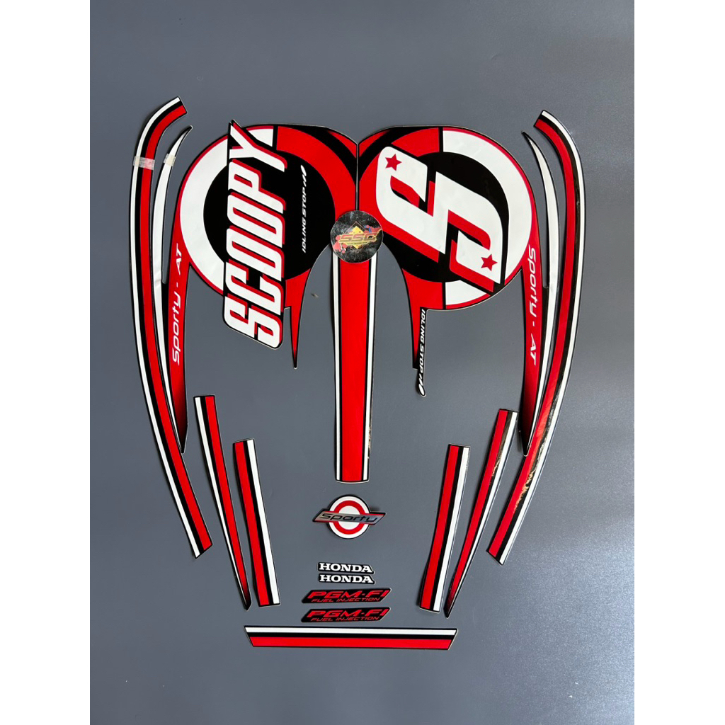 STRIPING STIKER SCOOPY SPORTY 2015 2016 HITAM GRADE ORI