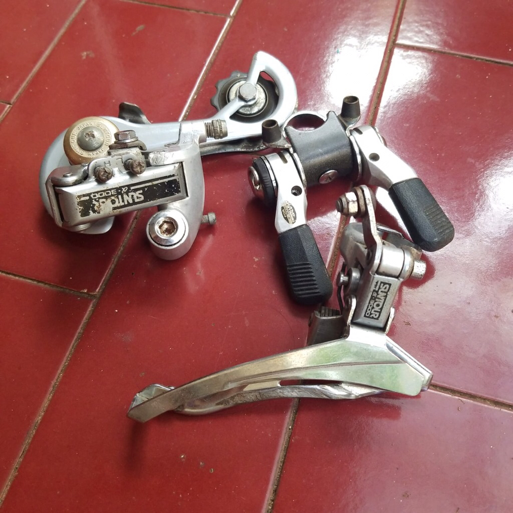 RD FD Shifter Mini groupset Suntour Alpha 3000 2x6 sepeda balap jepang jadul
