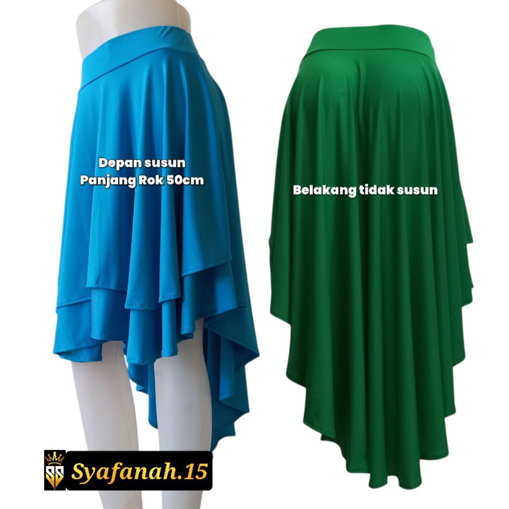 Rok Pinguin Susun 2 Depan Panjang Rok 50cm Bahan Spandek Balon Belly Dance