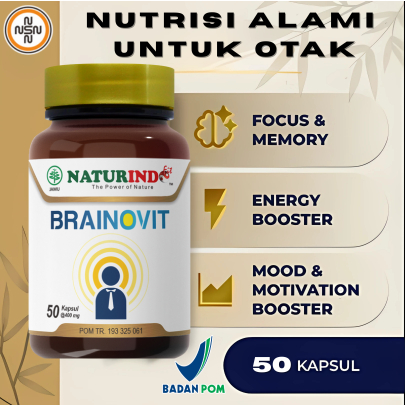 NATURINDO BRAINOVIT 50 KAPSUL @400MG BPOM RESMI - BRAINOVIT KESEHATAN OTAK, SARAF, IMUN, ANTI CEMAS