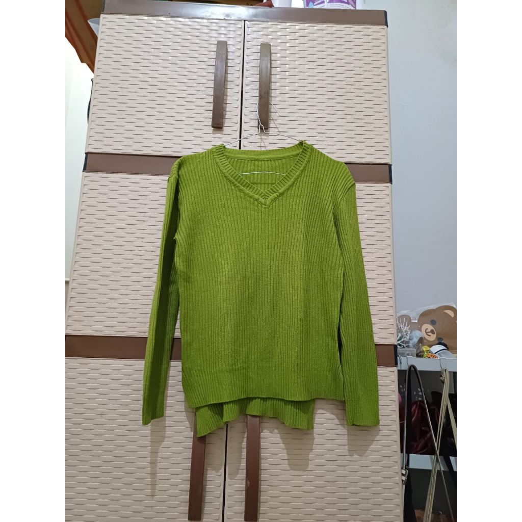 preloved palembang ribknit hijau avocado
