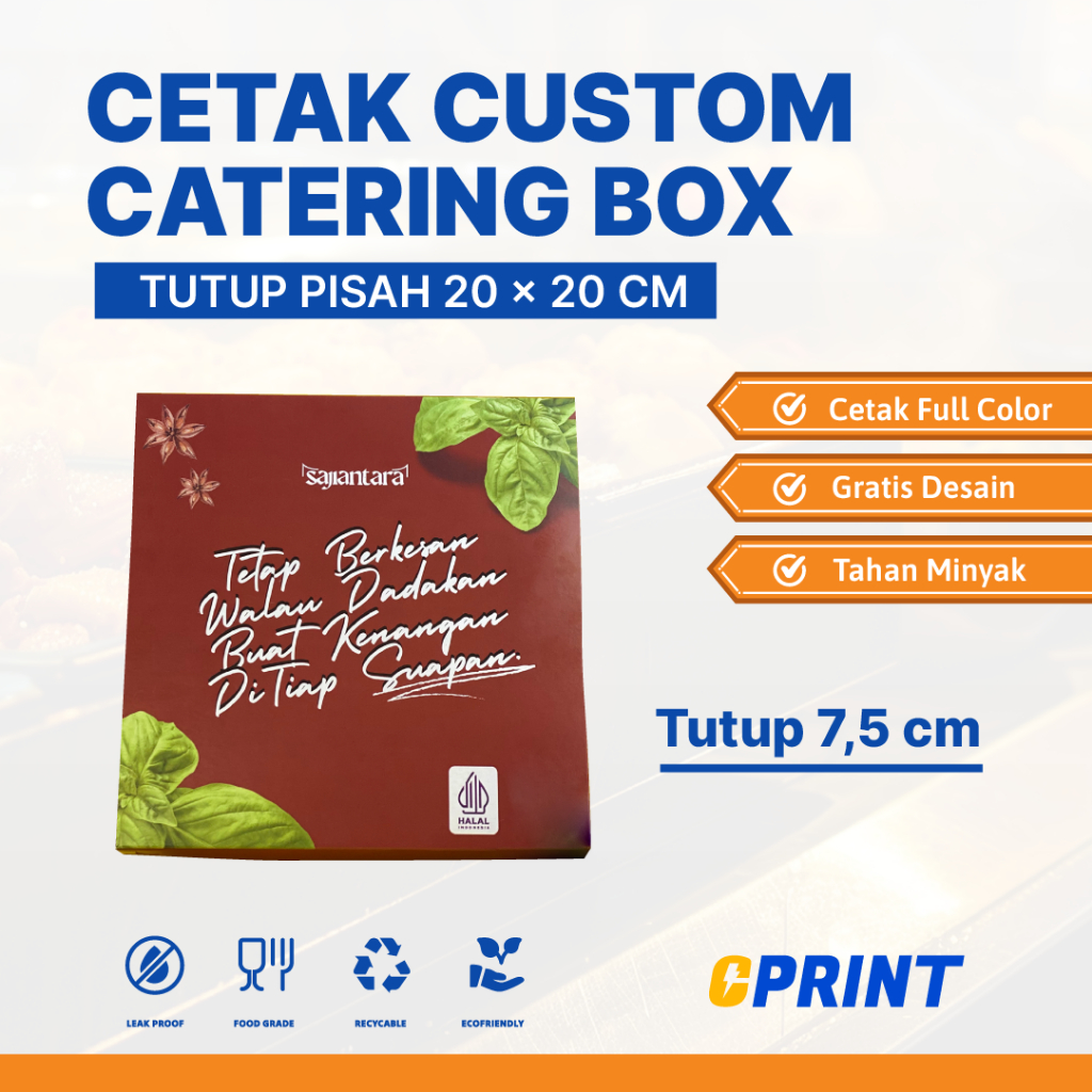 Box Catering Ivory Tutup Pisah 20x20 Tutup 7,5cm / Kemasan Kotak Nasi Elegant