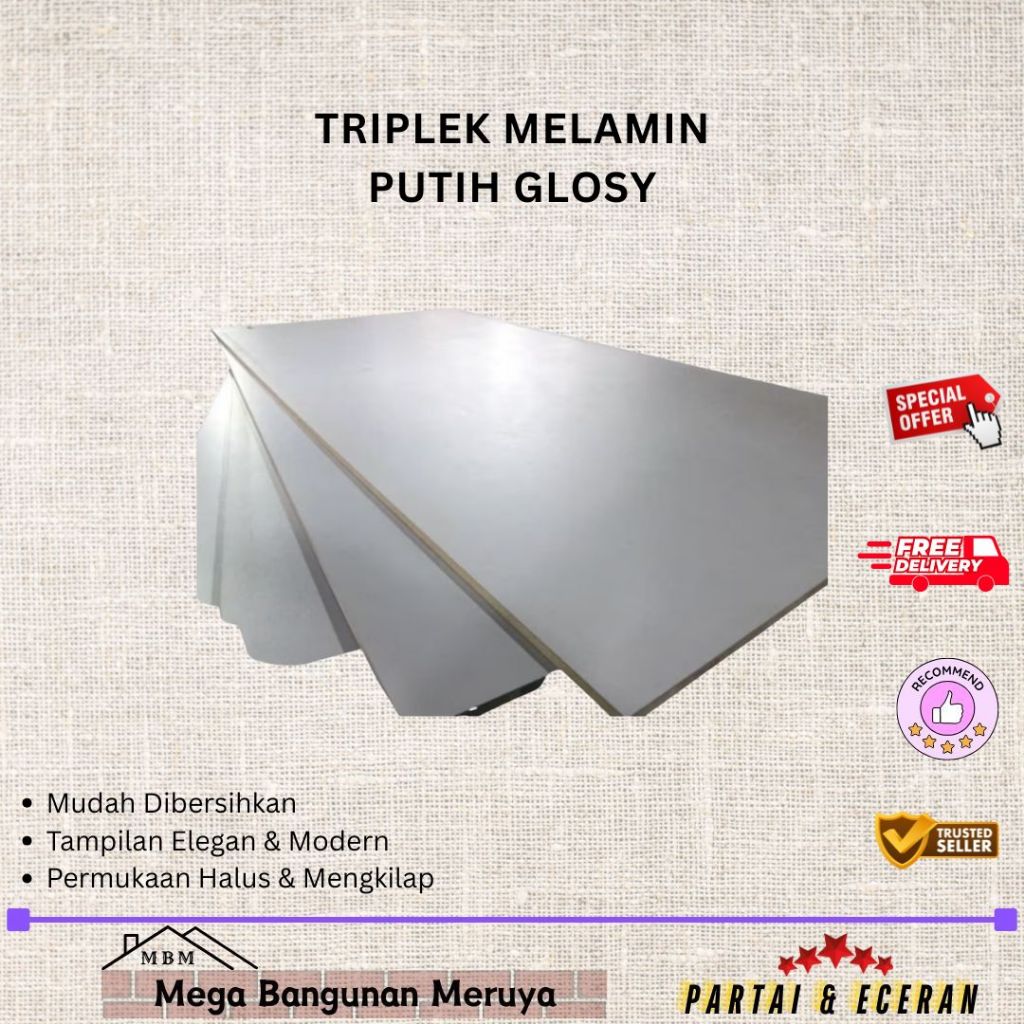 TRIPLEK MELAMIN 122x244cm Putih Glosy