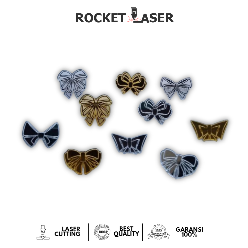 Bros Bentuk Pita Akrilik Gold Silver