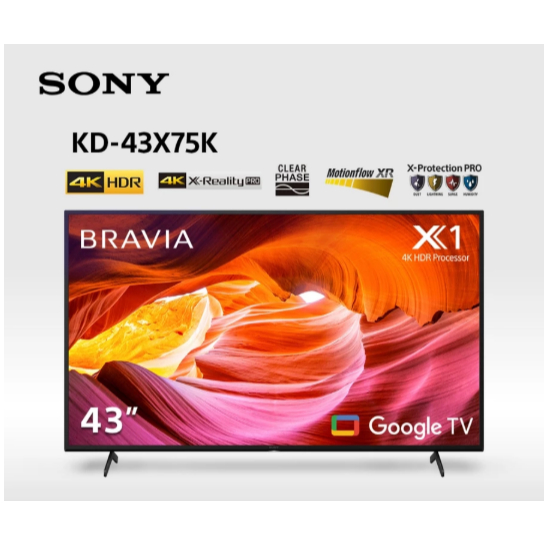 Sony | BRAVIA X75K 43 Inch TV | 4K HDR | Smart TV (Google TV) | 2019 Model | KD-43X75K