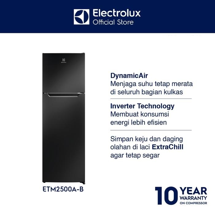 Electrolux Kulkas 2 Pintu 250L Inverter Hemat Energi suhu fleksibel - Free Icemaker & Egg Tray sehar
