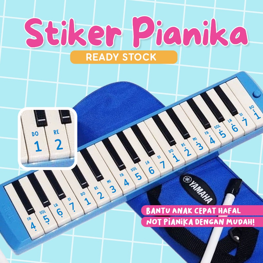 READYSTOCK Stiker Not Pianika | Stiker Tuts Pianika Lengkap Angka & Huruf | Stiker Pianika Anak Seko