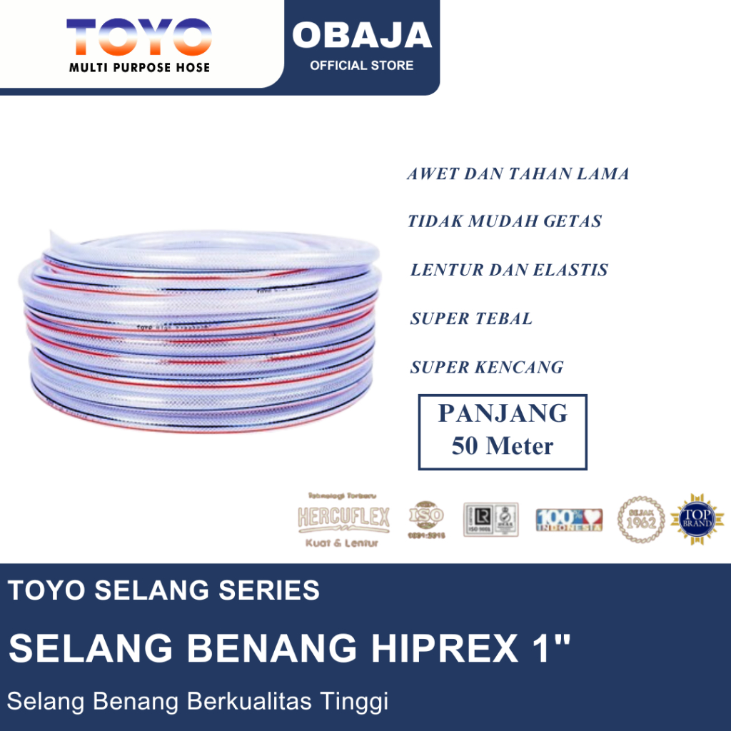 Toyo Selang Air Benang Hiprex 1" / Selang Hiprex / High Pressure Hose 1" 50 M Toyo