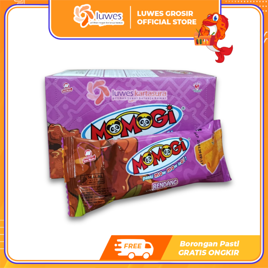 [GROSIR] Momogi Rasa Rendang Snack Makanan Ringan Isi 10 Pcs Per Box Murah