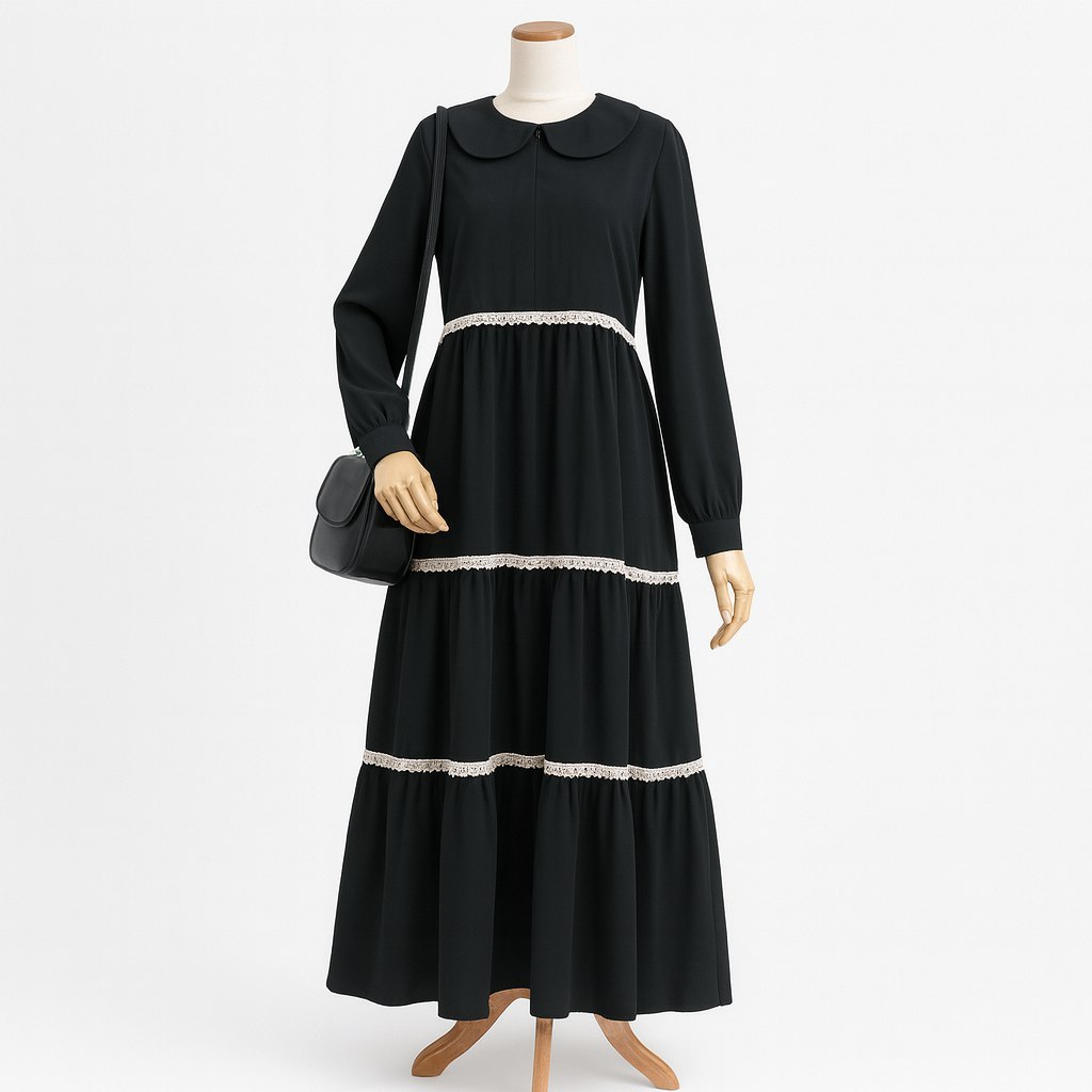 Gamis Tasya hitam muslimah syar'i premium