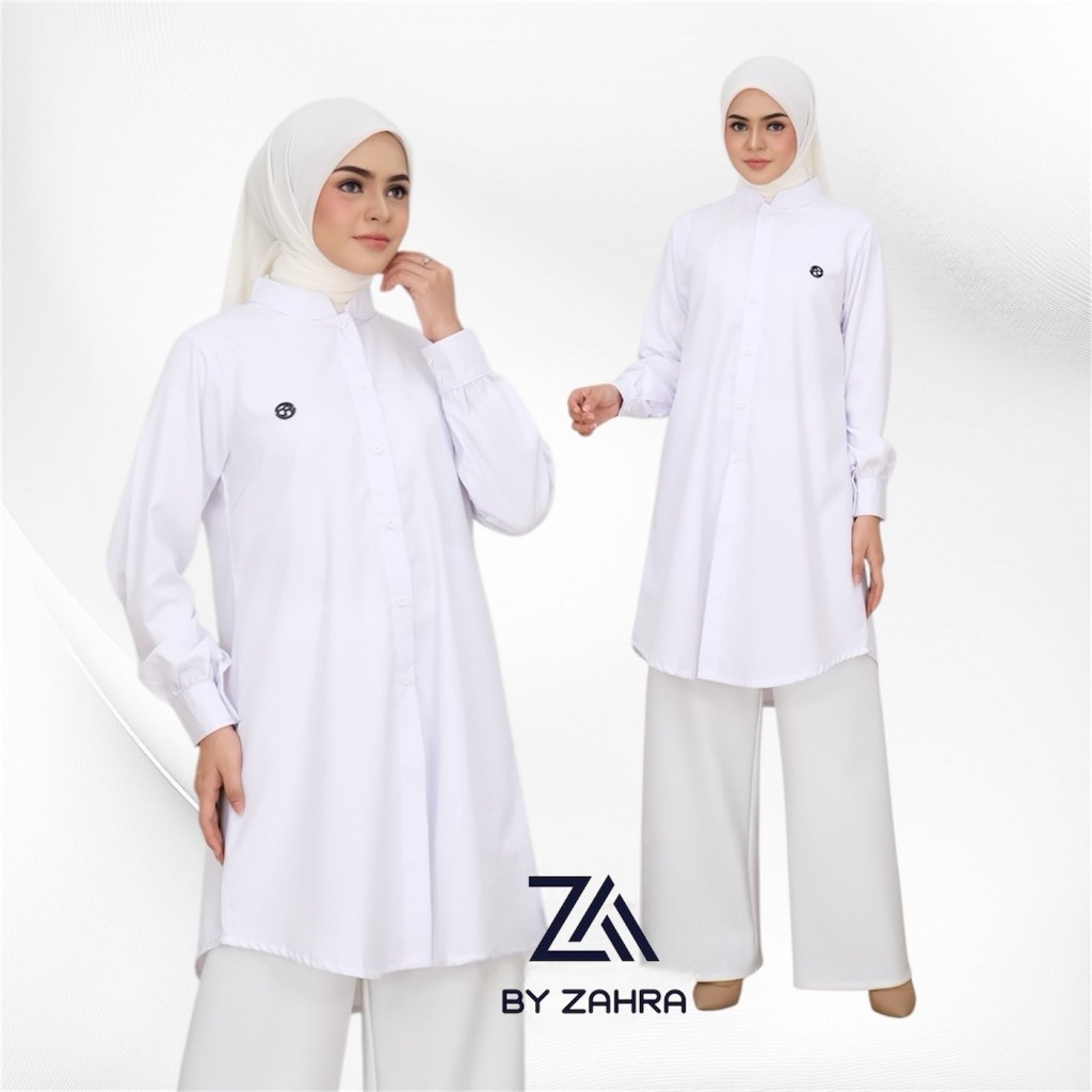 Za_byzahra Tunik | tunik putih | tunik kerja | tunik guru | tunik putih polos | tunik katun