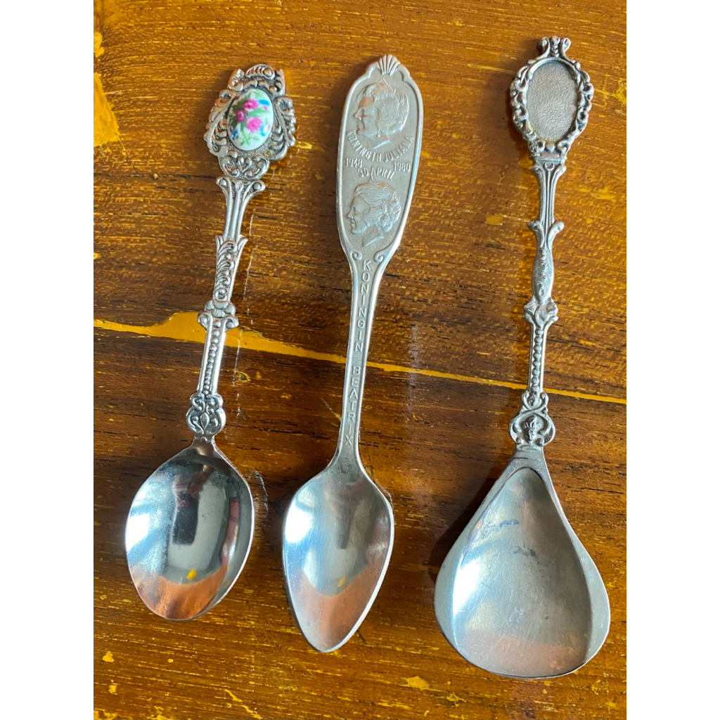 Set 3 Sendok Souvenir Vintage Perak Lapis (TGM, Zilver Elita, DEZET) – Koleksi Silver Plated Asli Be