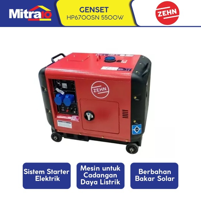 Genset Zehn 5500W Merah Hitam HP6700SN - Generator Set