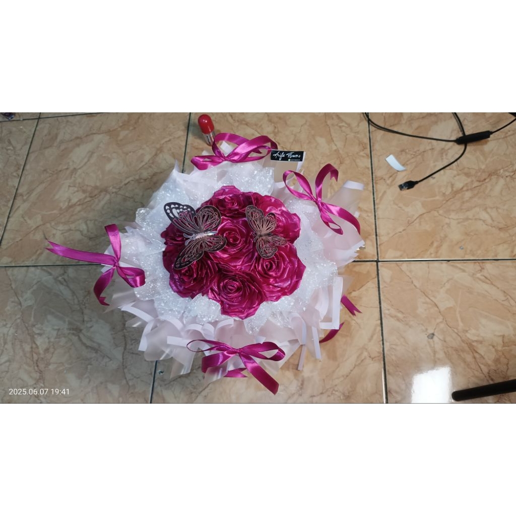 Buket bunga satin/Bunga satin/Buket gembul bunga satin