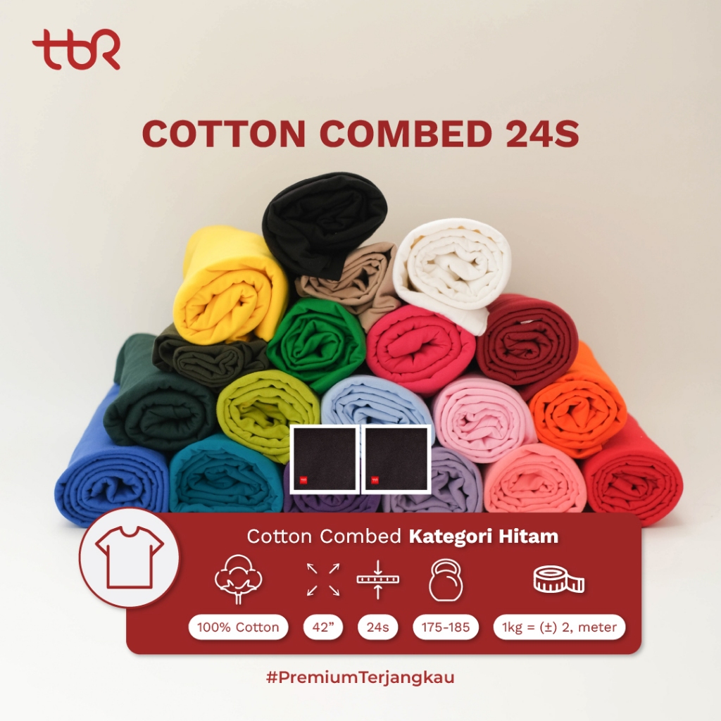 Kain Kaos Cotton Combed 24S - Hitam - Kain Katun - Bahan Kaos - TBR