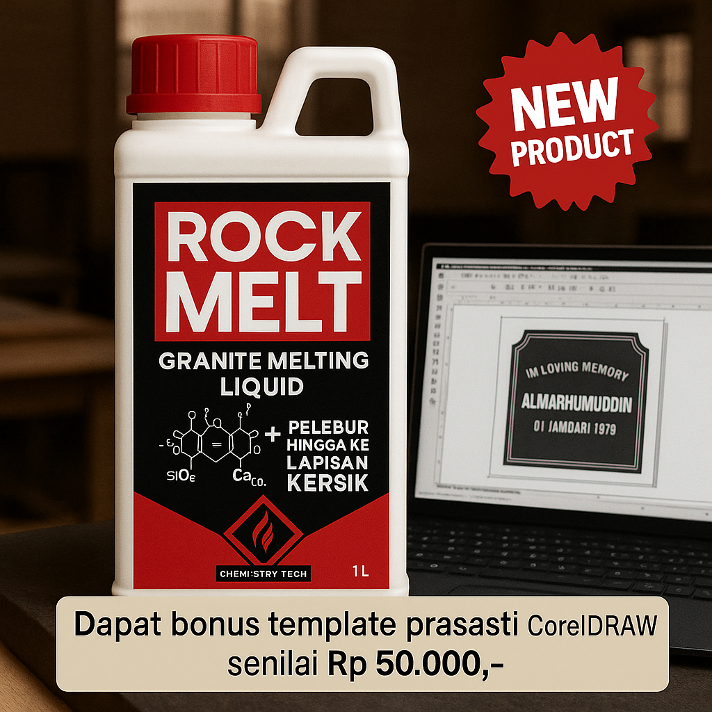 ROCK MELT CAIRAN PELEBUR GRANIT ,KERAMIK,KACA UNTUK PEMBUATAN PRASASTI DAN NISAN