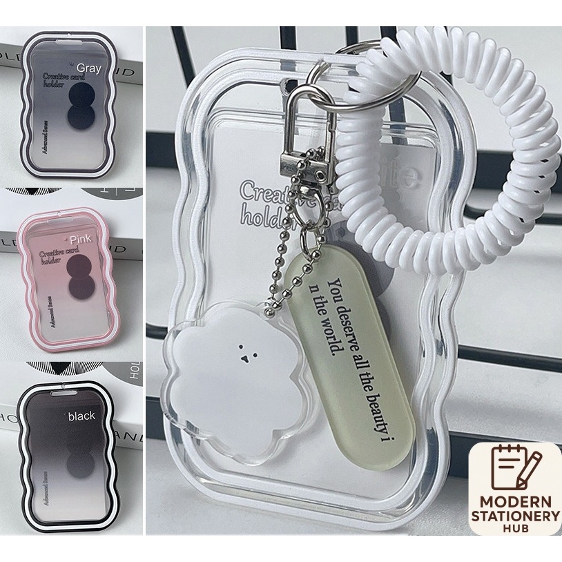 Plastik Id Card Case/Photocard Holder Gantungan Kunci frame id card Holder Transparan Tempat Kartu N