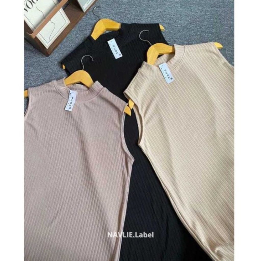 Inner Dress Knit Wanita Rajut Tanpa Lengan Premium