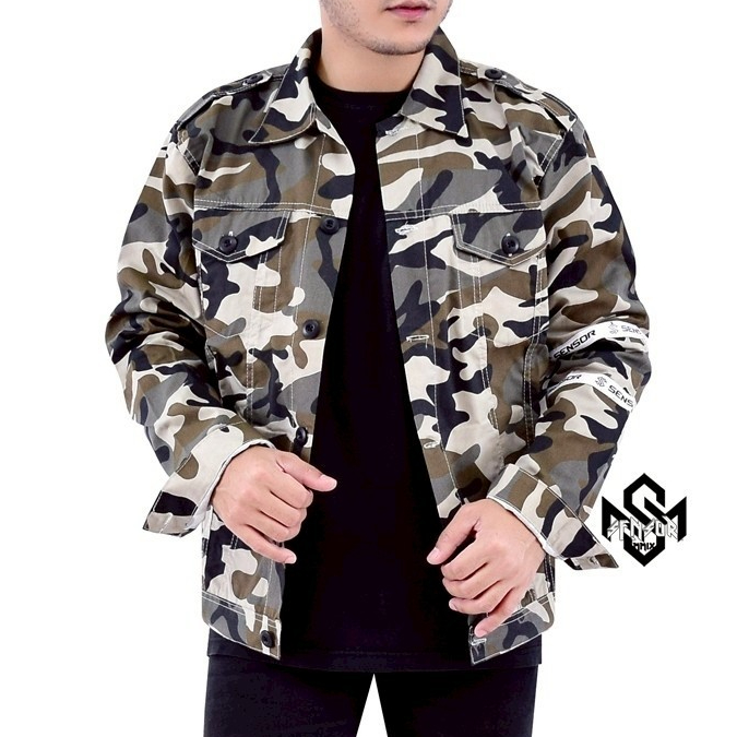 Demaqil Jaket pria wanita dewasa semi parka camo sensor loreng army camouflage