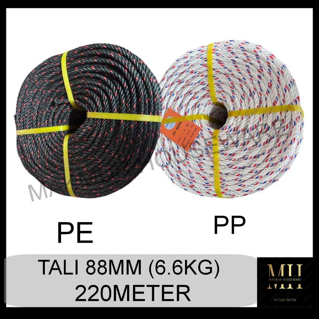 TALI TAMBANG 8MM PANJANG 220METER 6,6KGS / TALI TAMBANG NILON 8MM / TALI TAMPAR 8MM