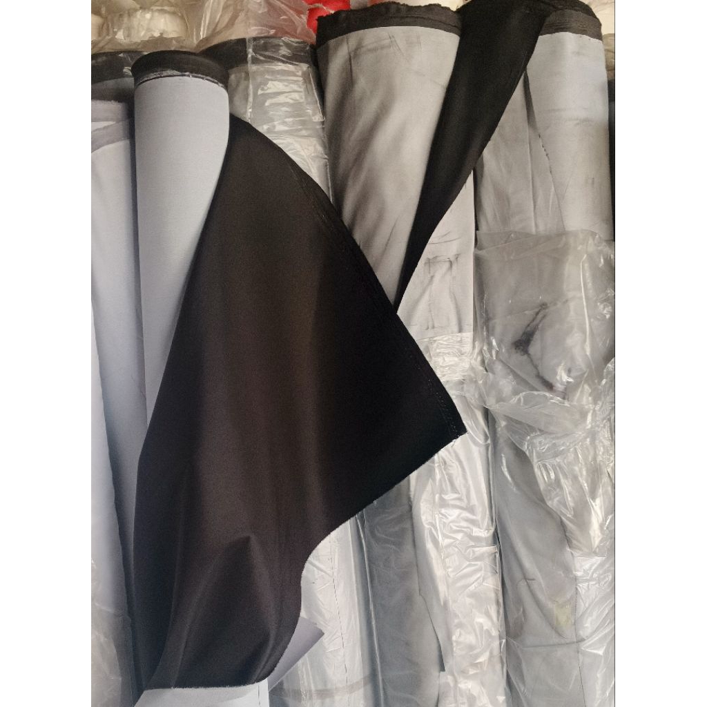 Taslan milky hitam pekat waterproof 100% arhan jaket tas dll