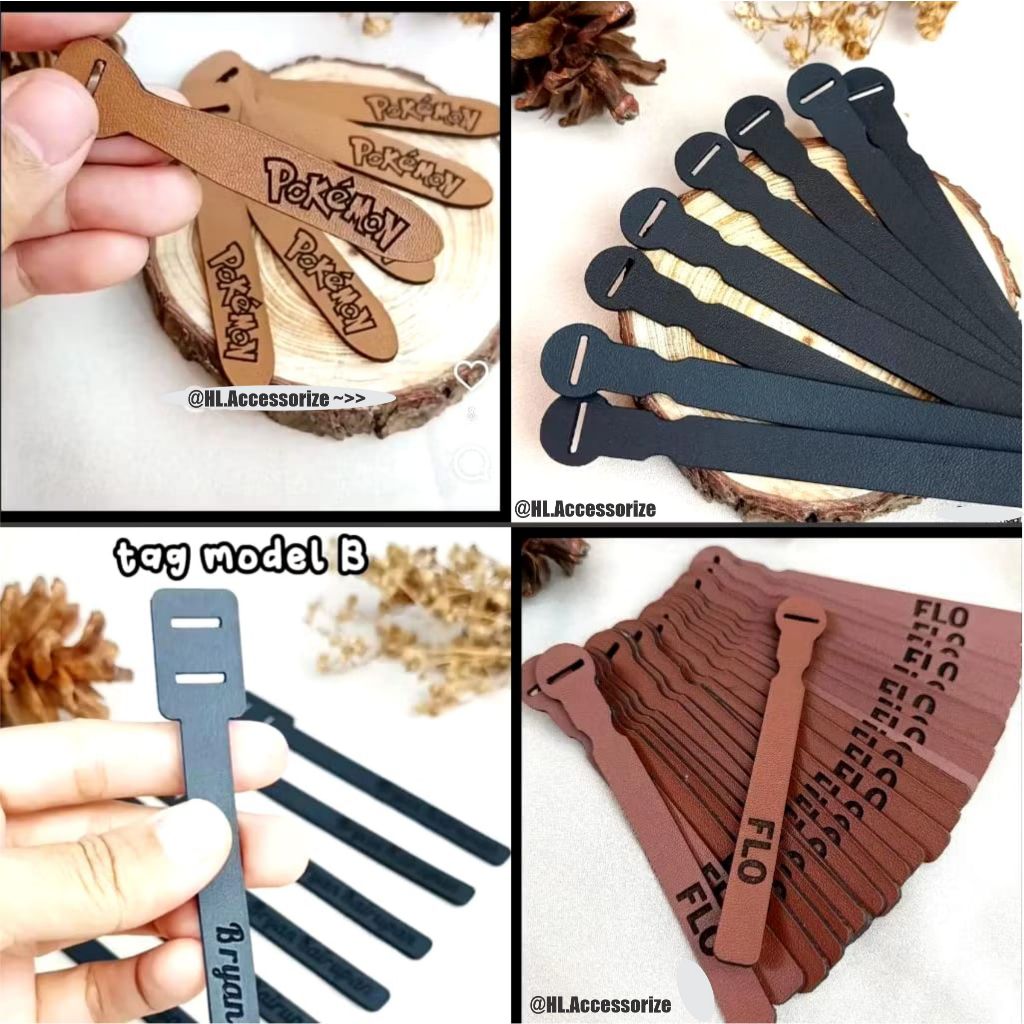 Zipper Puller Custom Nama KULIT ASLI 100%  / Tarikan Resleting Kulit