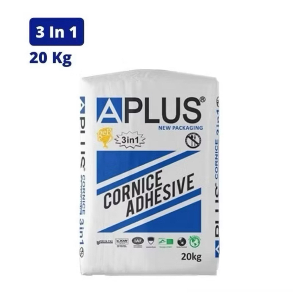 Kompon / Compound APLUS Cornice Adhesive @20Kg A Plus 3 in 1 ZAK / Bubuk Plamir A+ Kompon Gypsum
