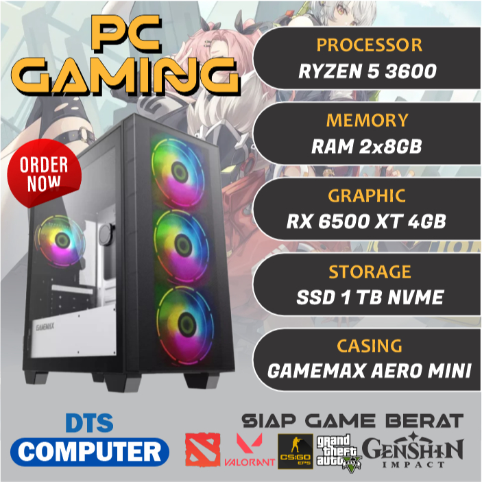 PC Gaming + Editing | Ryzen 5 3600 | RX 6500 XT | SSD 1TB NVME | DDR4 16GB RAM