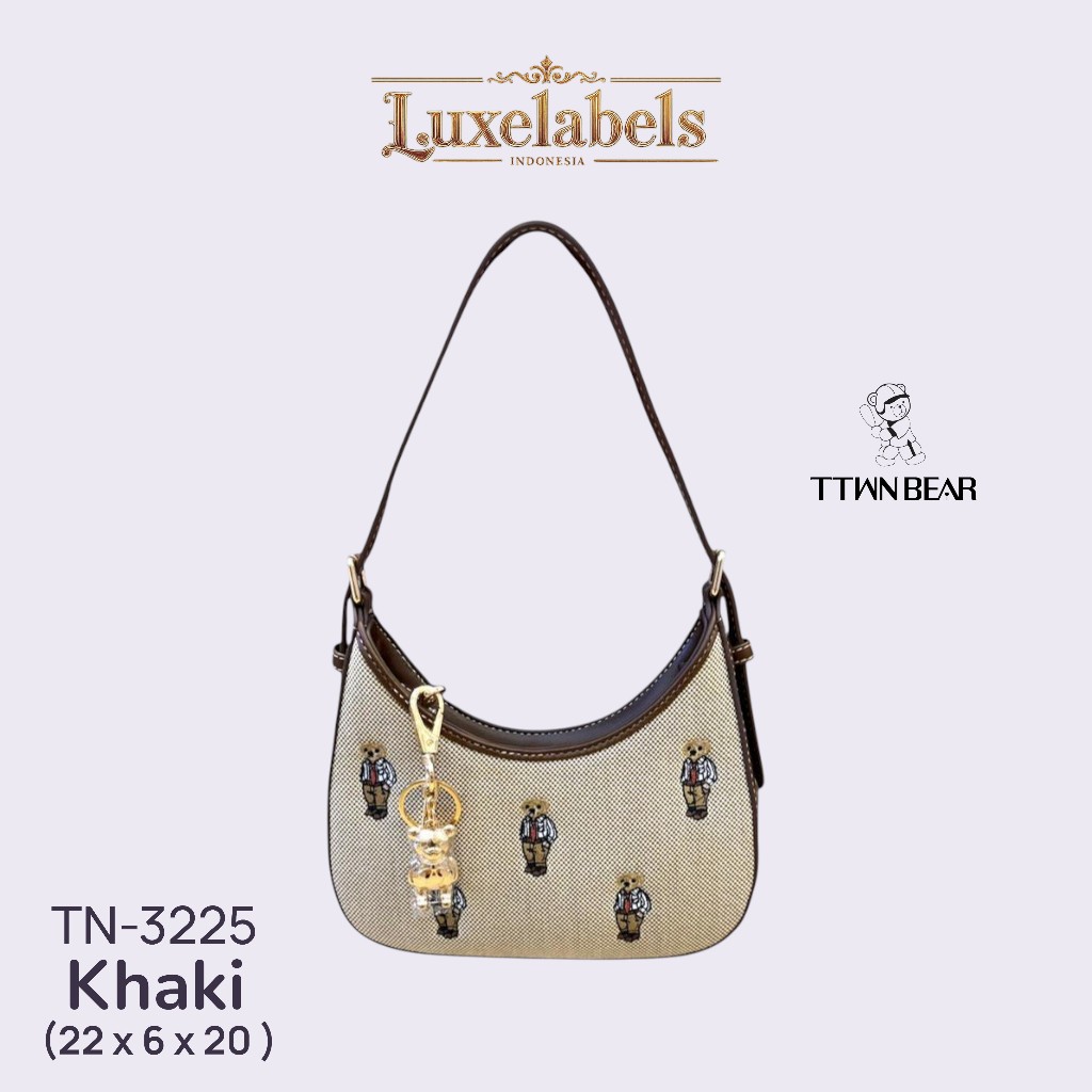 Luxelabels - TTWN Tas Selempang & Bahu Wanita Kanvas Motif Beruang Sabit Jinjing