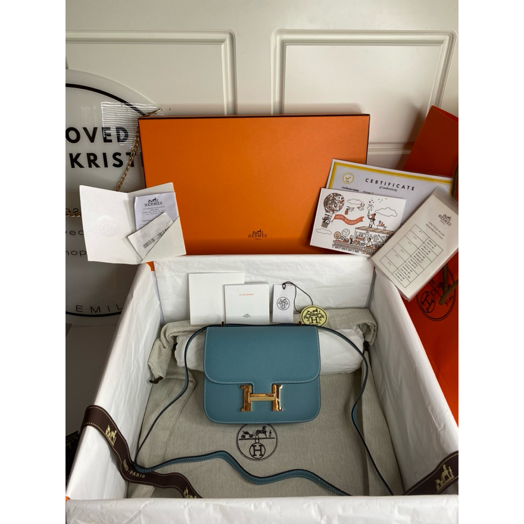 Preloved constance 18 blue atoll Epsom ghw Authentic