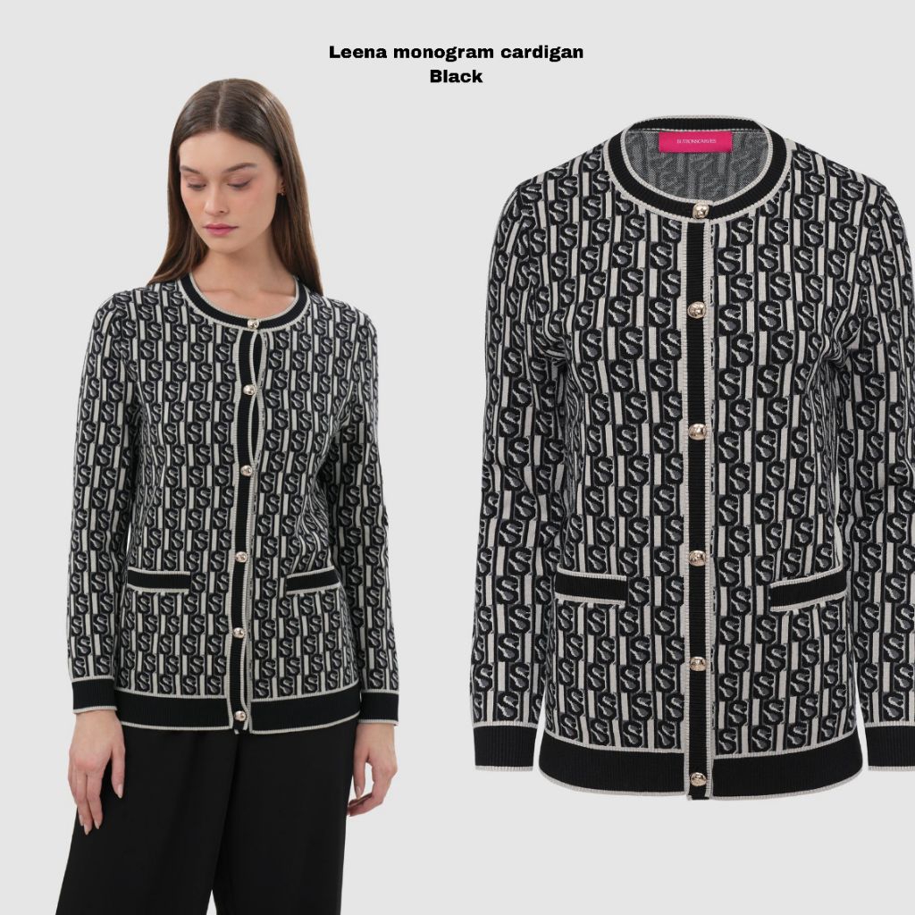 Buttonscarves Leena Monogram Cardigan New