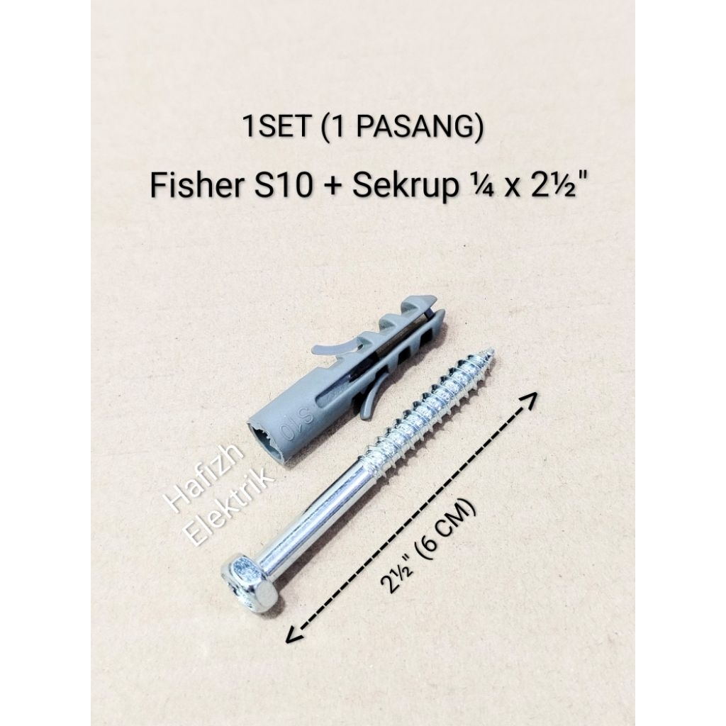 1 SET Fisher S10 + Sekrup 1/4 x 2½ Inchi