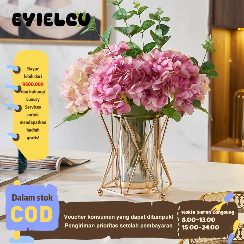 Eyre Skandinavia cahaya mewah vas kaca vas bunga aqua besi ruang tamu ruang makan meja makan lemari 