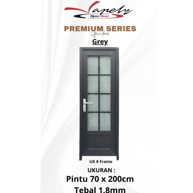 Pintu Kamar Mandi UPVC Vapely 8 Frame Grey & White
