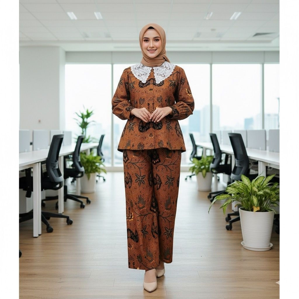 setelan batik katun premium | blus tunik atasan fashion batik wanitaAtasan batik katun premium | blu