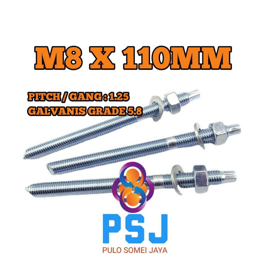 Chemical Anchor M8 x 110 Grade 5.8 / Stud Bolt Chemical Angkur