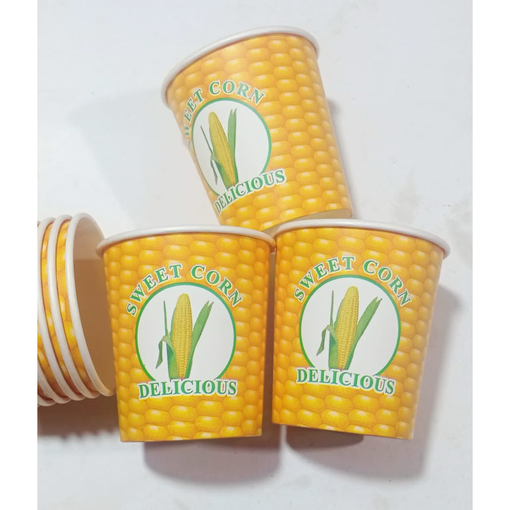 50pcs Paper Cup Motif Jagung 6,5oz/Paper Cup Jasuke Jagung Susu Keju